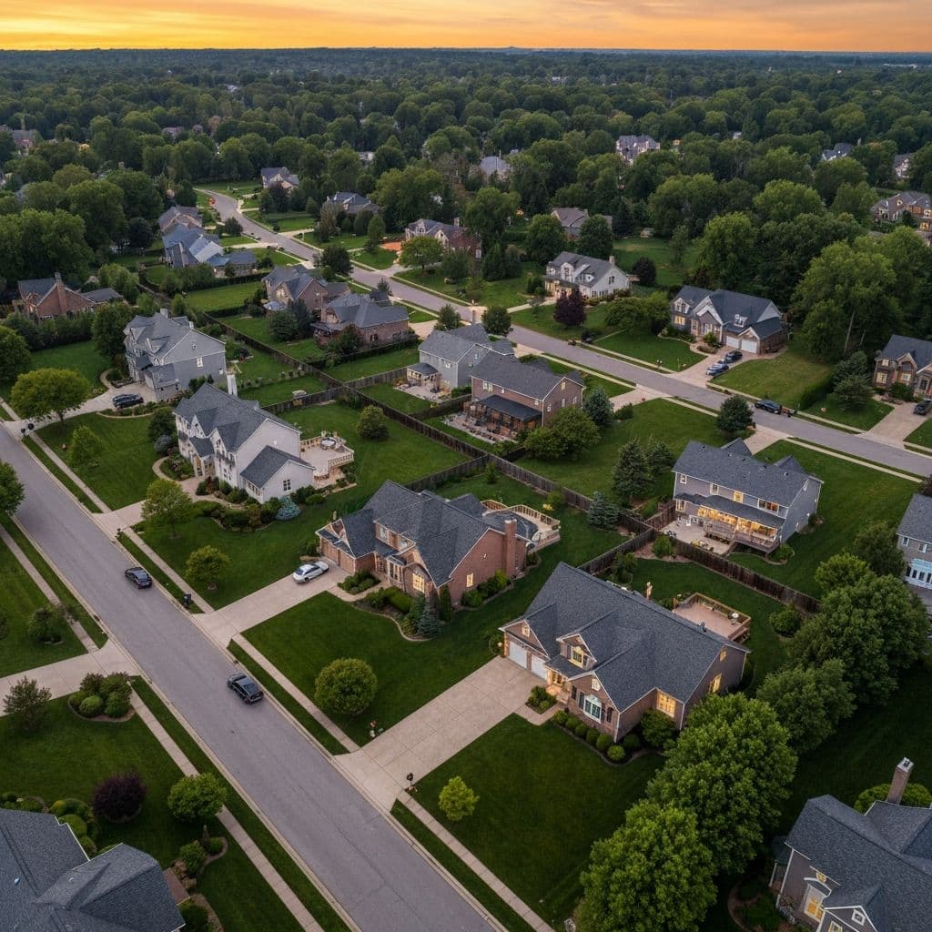 Upscale suburban residential neighborhood